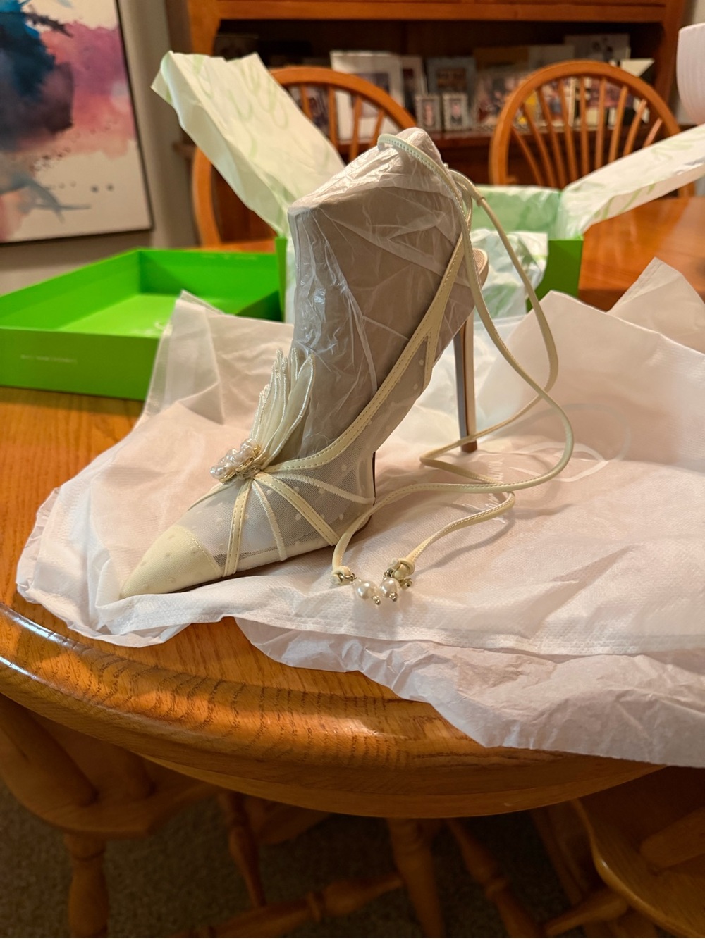 Sam Edelman Women's Aura Lace Up Stiletto Heel Ivory Tulle 8.5 - Picture 7 of 7